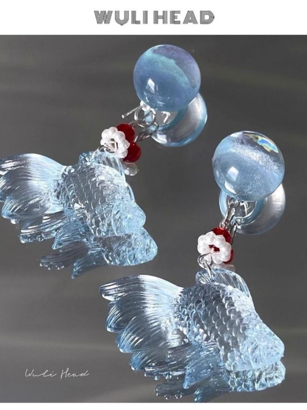 Blue Koi Fish Dangle Earrings _ Translucent